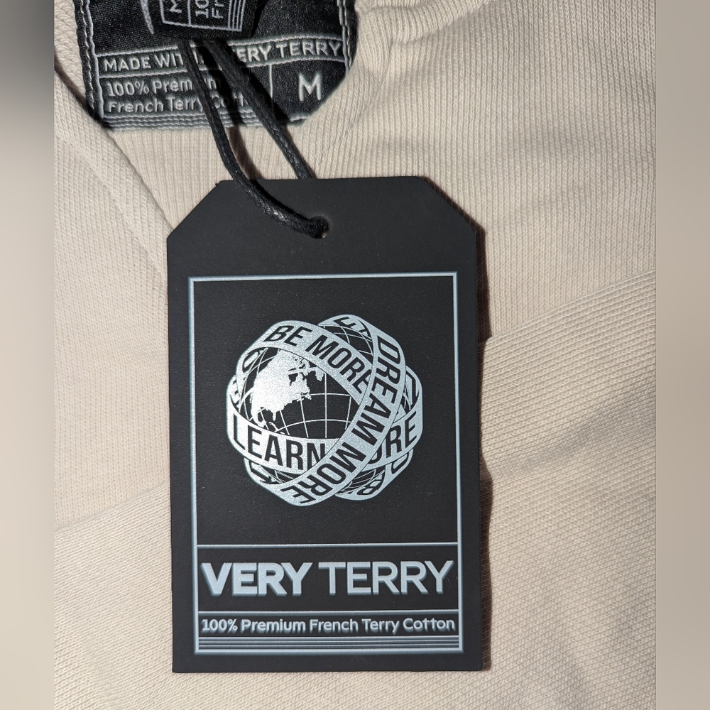NWT Very Terry Oatmeal Colored Hoodie Sz M - Picture 2 of 5
